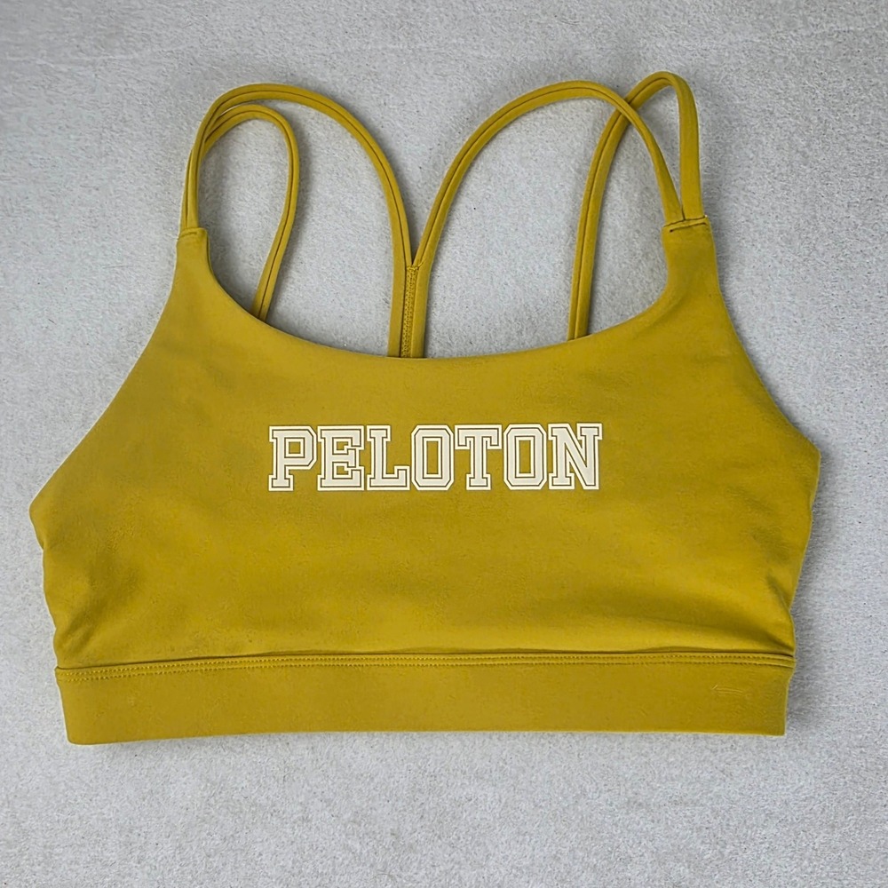 Peloton Sports Bra Womens Medium Yellow Strappy Low Impact Athletic Workout